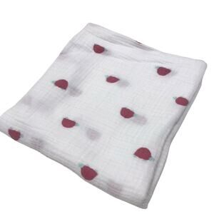 Aden + Anais red green turtle muslin swaddle baby blanket 100% cotton pink RARE